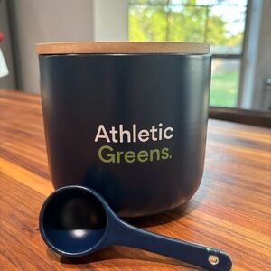 Athletic Greens Ceramic Canister Navy with scoop